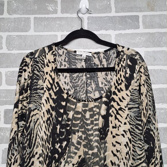 Notations Vintage Animal Print Womens Long Sleeve Plus Size Top Size 1X Safari - Picture 2 of 10